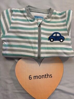 Tuffy Striped Baby Onesie with Car Design